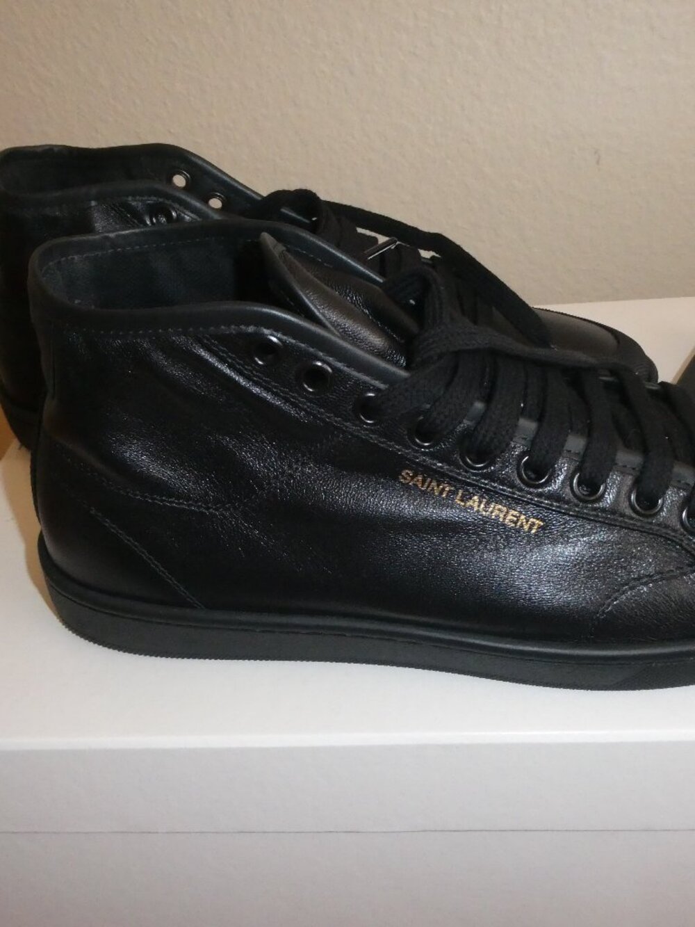 Saint Lauren Andy low Top Women's Sneakers leather Black Size 38 NWB